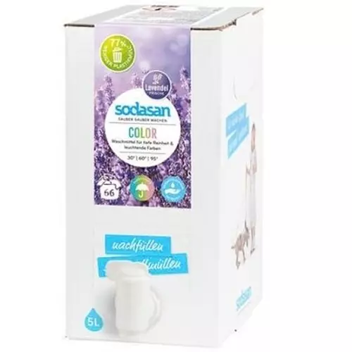 Detergent BIO lichid rufe albe si color lavanda 5L, Sodasan